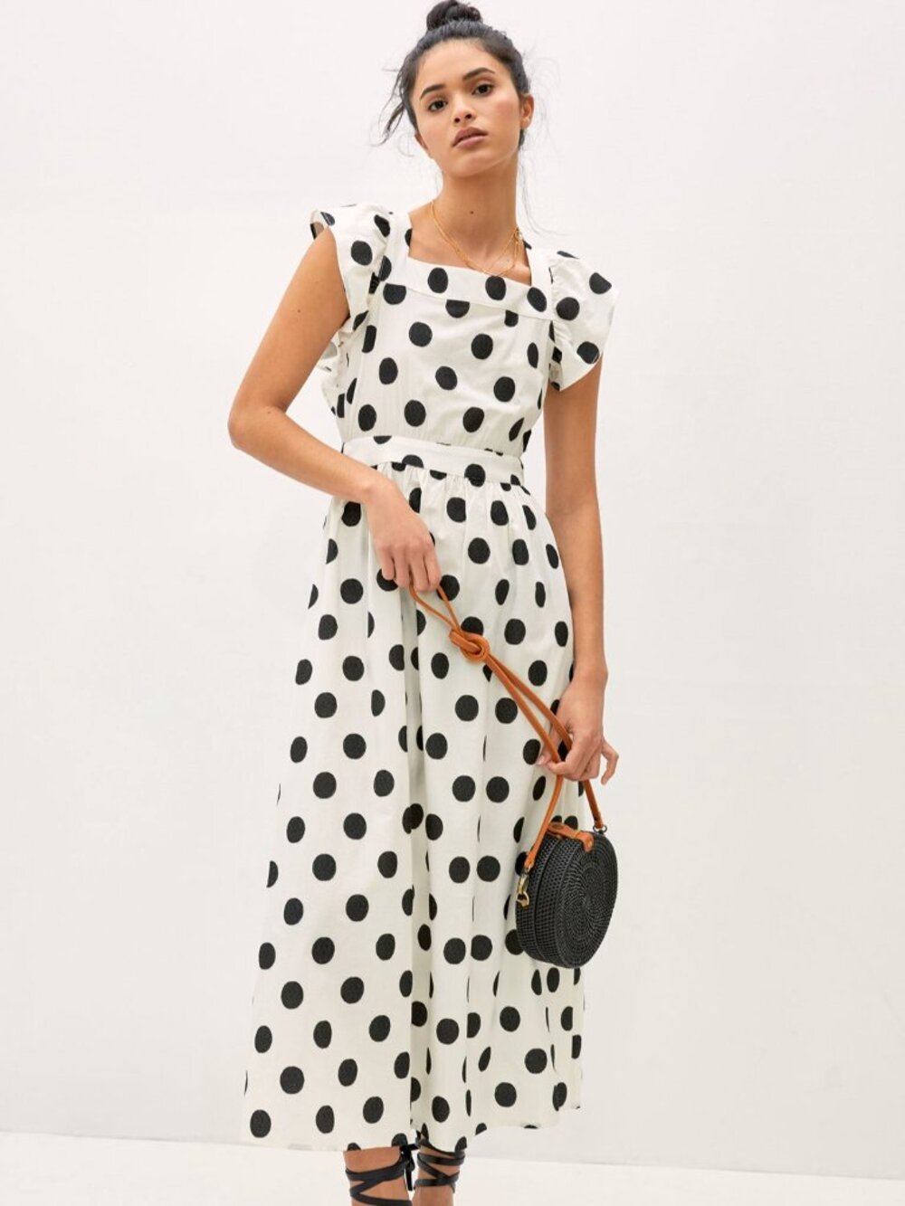 AMADI FOR ANTHROPOLOGIE POLKA DOT MAXI DRESS | SIZE MP |